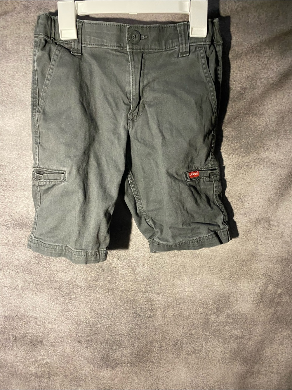 Levi's Boys Size 10 Cargo Shorts Grey Elastic Adjustable Waist Comfort Stretch